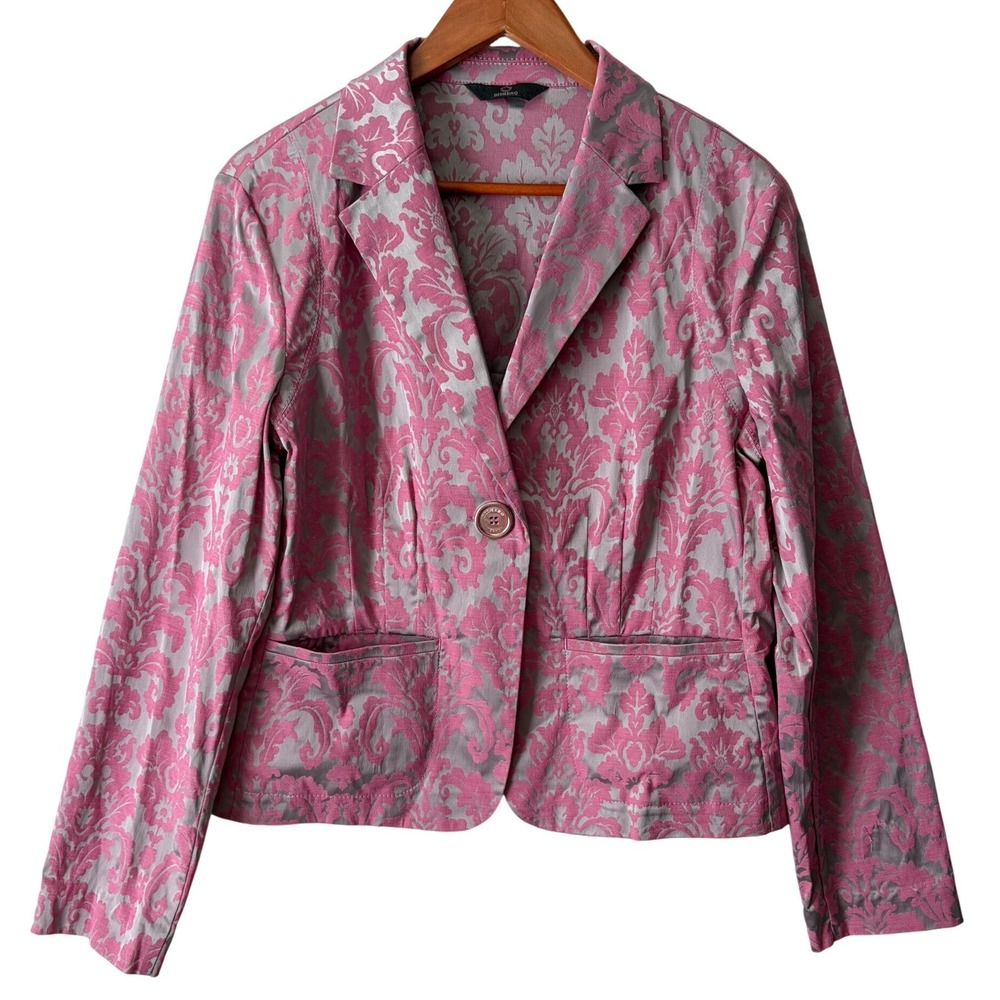 Dismero Redline Petunia Pink and Silver Single Button Blazer Women's Size 12 NWT